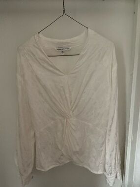 Women's White Button-Back Blouse - Lightweight Long Sleeve